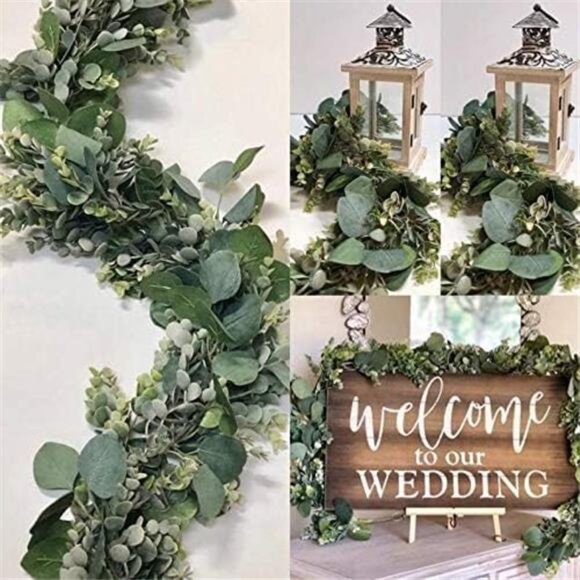 6.2 Ft Long Faux Eucalyptus Greenery - Wedding Arch Summer Decor - Garland - Picture 1 of 7